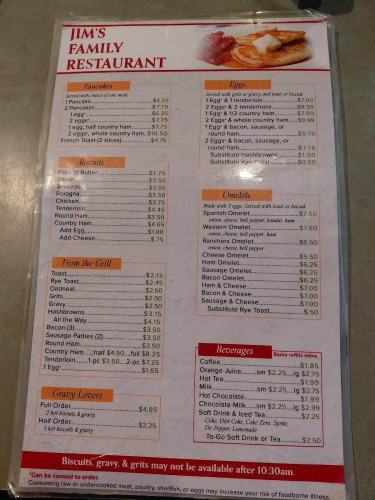 Jim's Family Restaurant Menu image 4